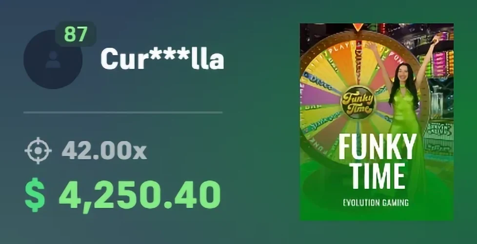 Someone Won 4250 at Funky Time - Try It Now